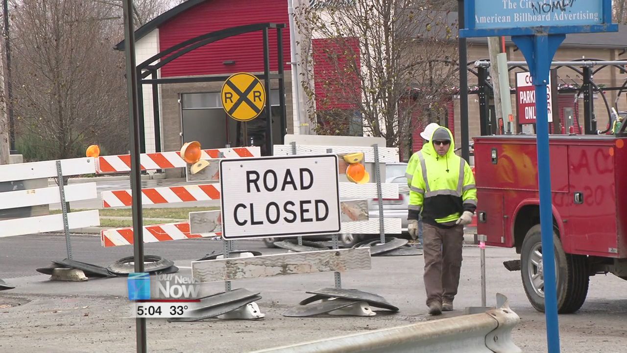 Bellefontaine Ave. closed at Elm St. to start roundabout construction